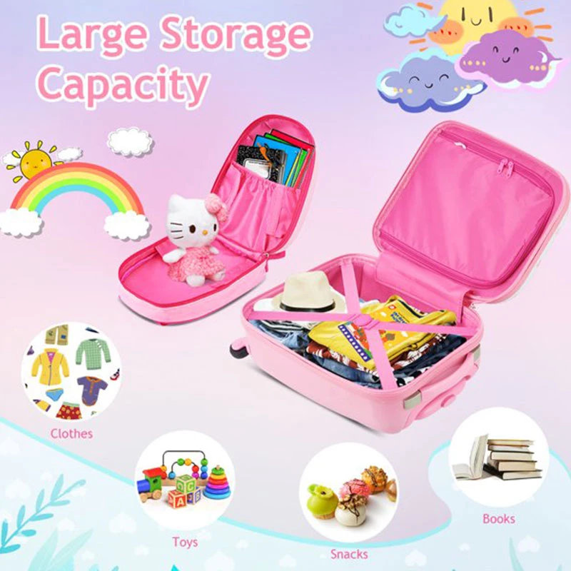 2022 Custom Cute Kids Kid&prime;s ABS Luggage Bags Cases with Wheels for Girls School Lazy Trolley Travel Luggage Bag